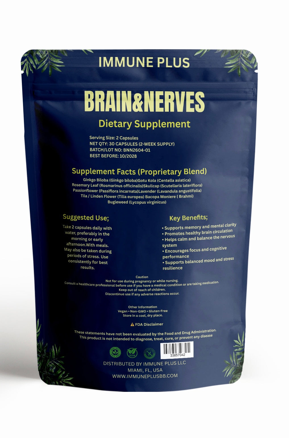 Mind & Focus Blend | Herbal Focus Capsules with Ginkgo & Lion's Mane