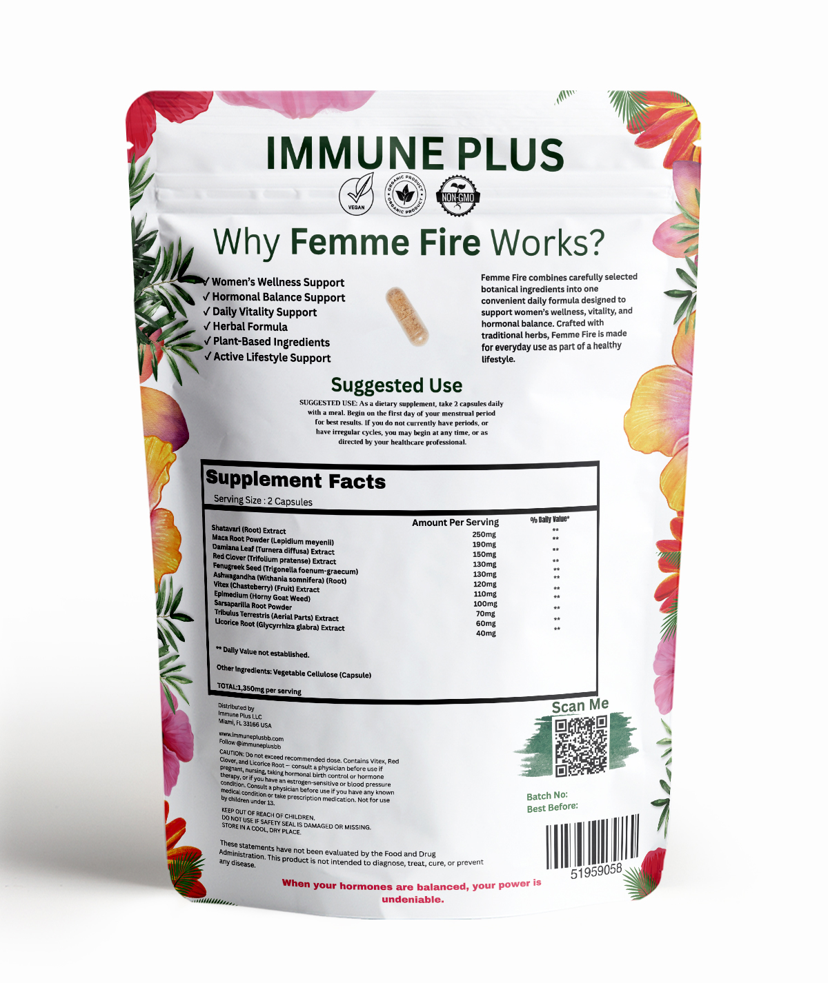 Femme Fire Women's Herbal Wellness Capsules | Wildcrafted Daily Blend