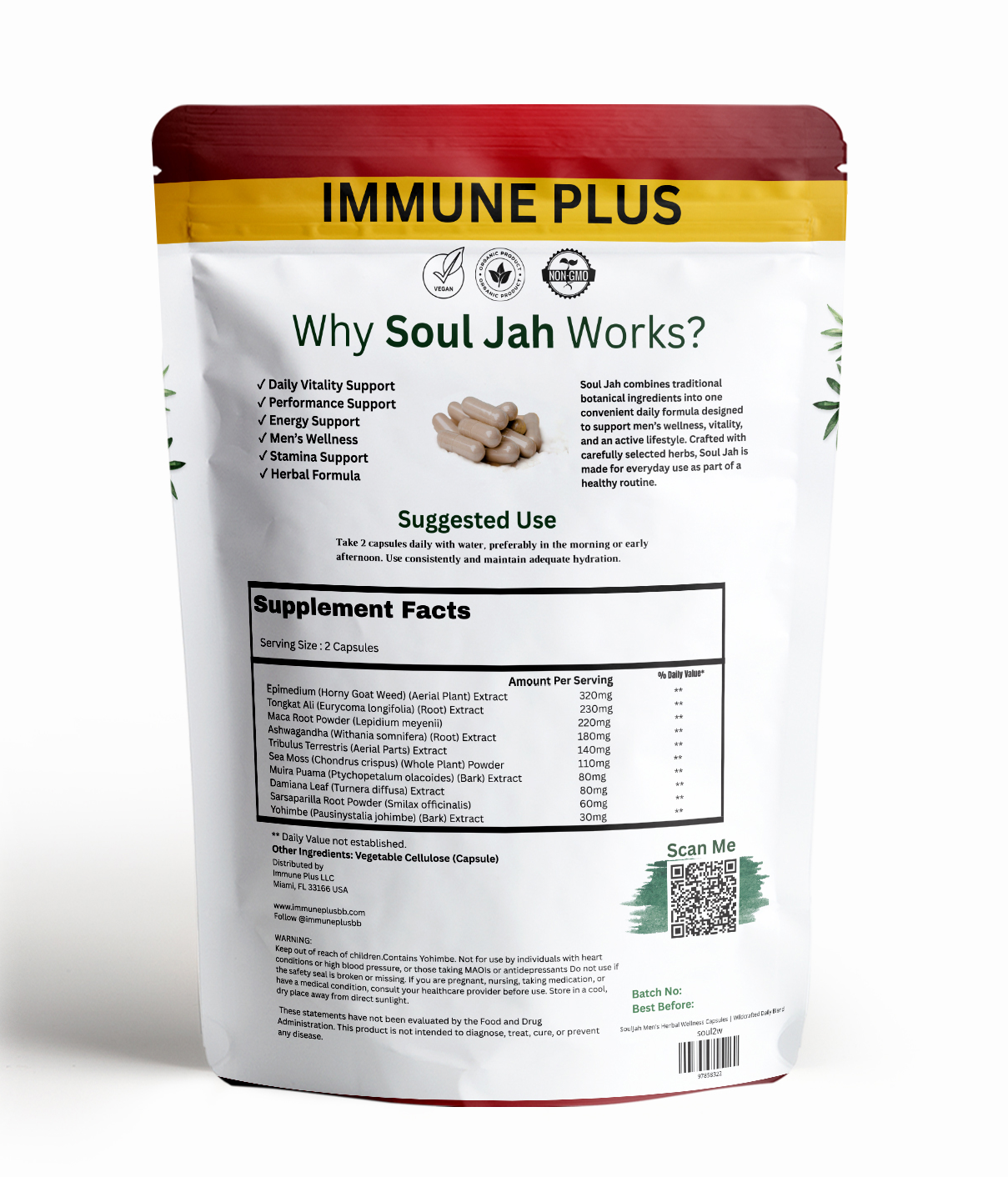 SoulJah Men's Herbal Wellness Capsules | Wildcrafted Daily Blend