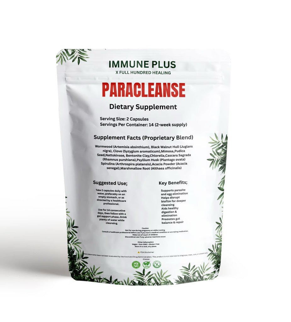 Paracleanse Immune Plus dietary supplement packaging on a white background